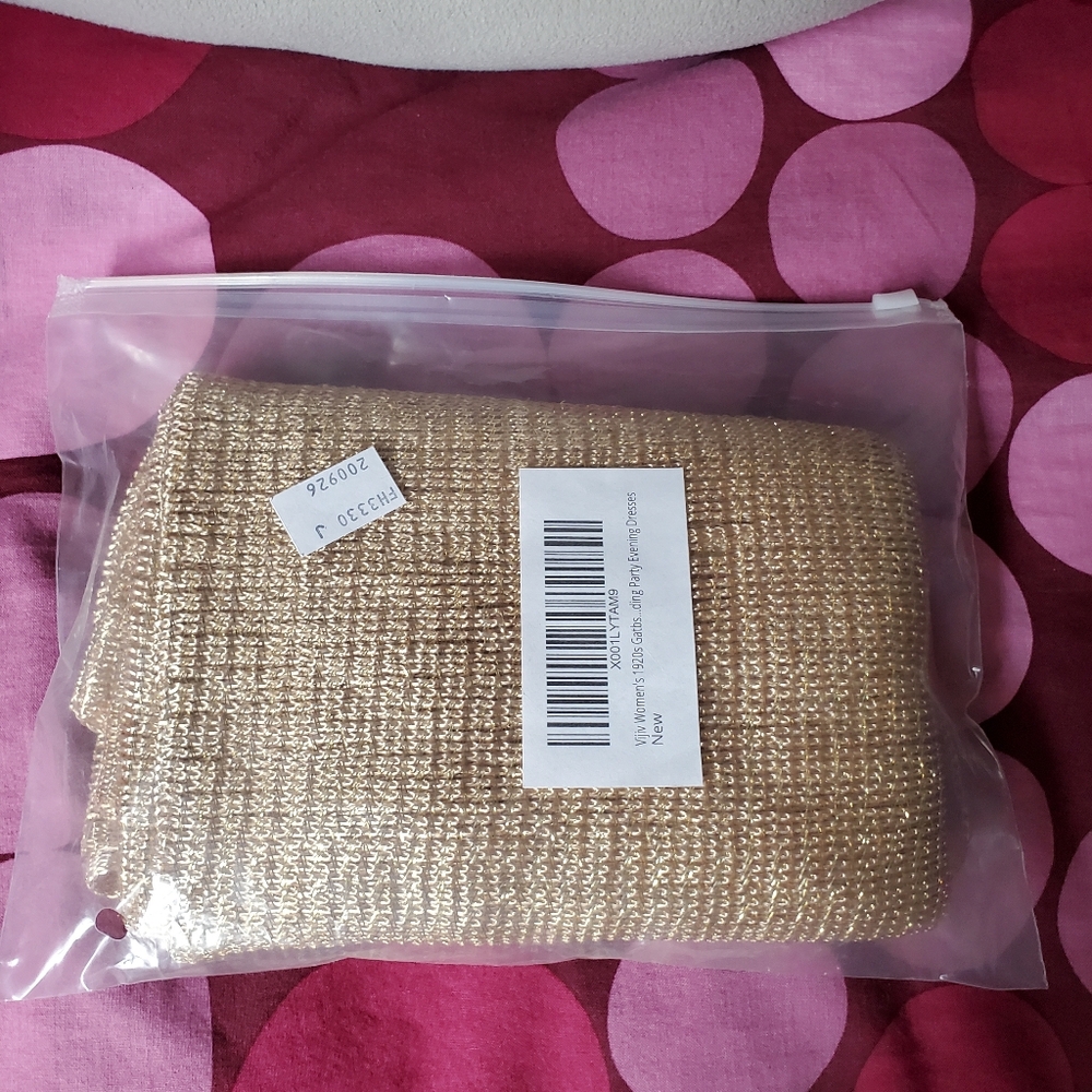 Vijiv Gatsby 1920's Elegant Gold Mesh Wrap - Picture 2 of 3